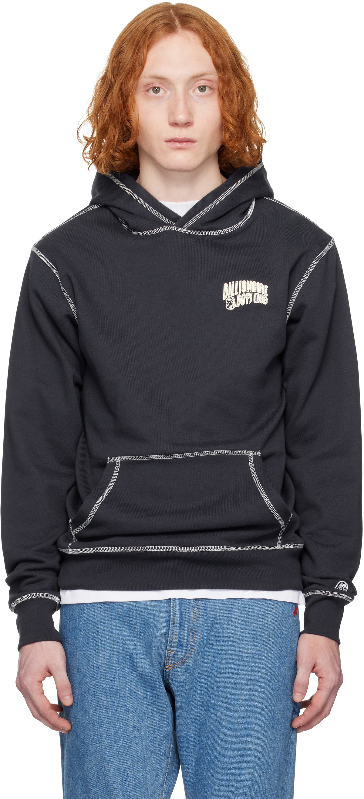 Billionaire Boys Club Navy Puff Small Arch Logo Constrast Stitch Hoodie