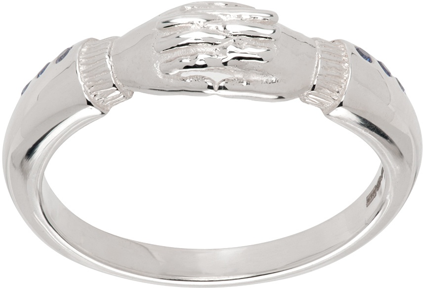 Bleue Burnham SSENSE Exclusive Silver Hands Of Thought Ring