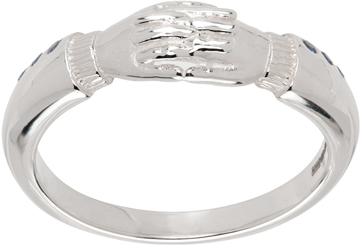 Photo: Bleue Burnham SSENSE Exclusive Silver Hands Of Thought Ring