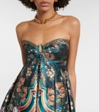Camilla Printed strapless satin gown