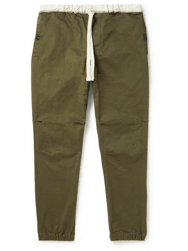 Photo: Beams Plus - Gym Tapered Stretch-Cotton Twill Drawstring Trousers - Green