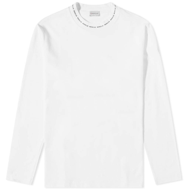 Photo: Moncler Men's Long Sleeve Collar Logo T-Shirt in White
