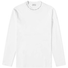 Moncler Men's Long Sleeve Collar Logo T-Shirt in White