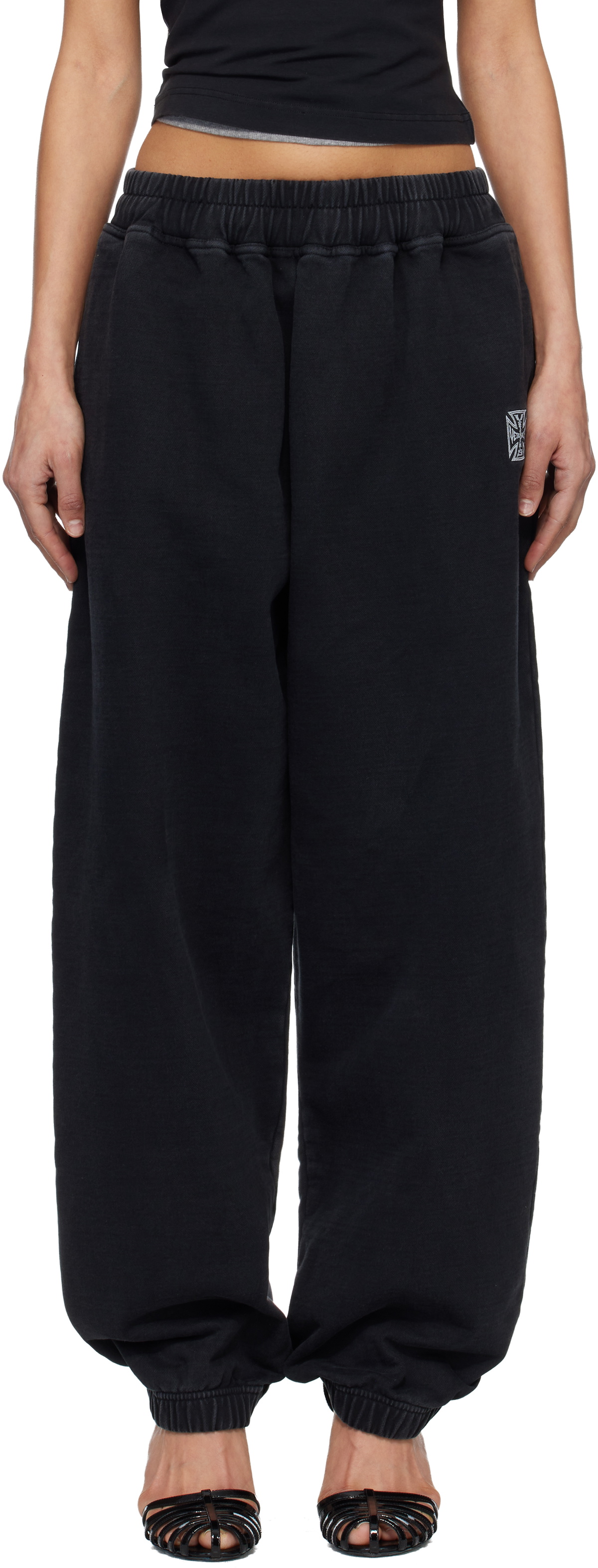 VETEMENTS Black Biker Cross Logo Sweatpants