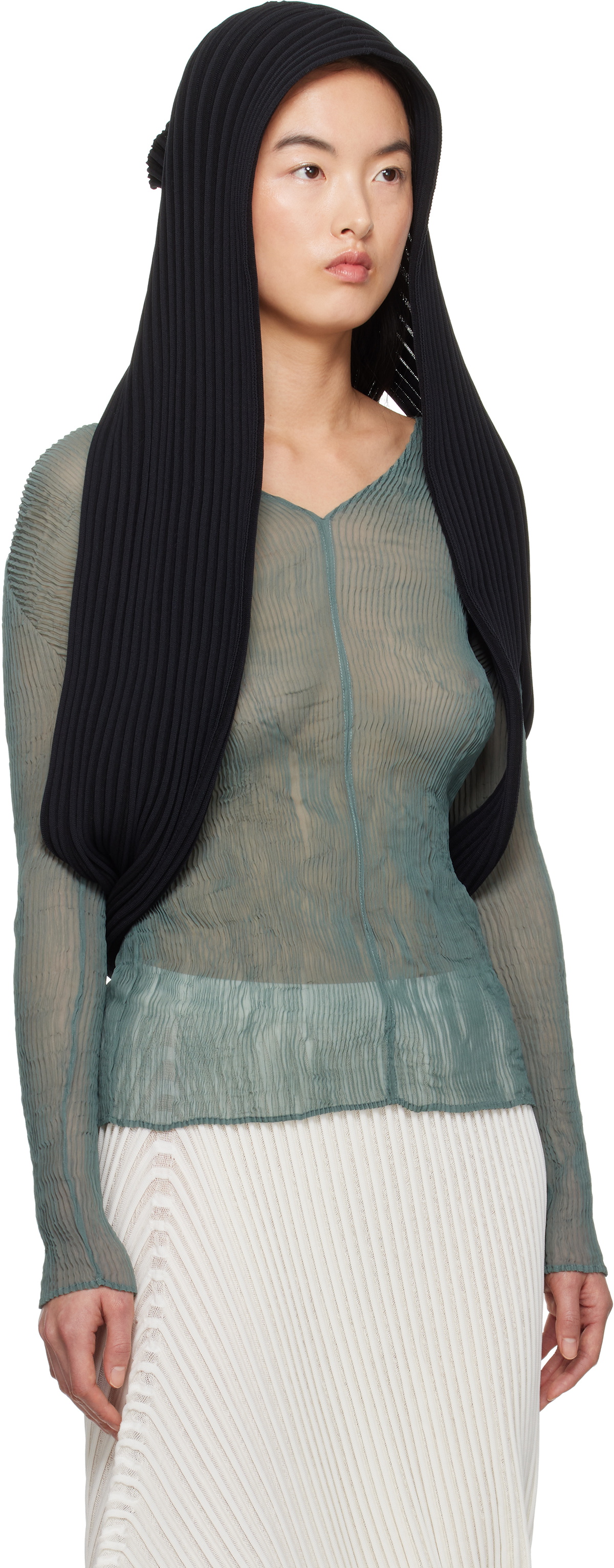 ISSEY MIYAKE Black Stream Stole Scarf