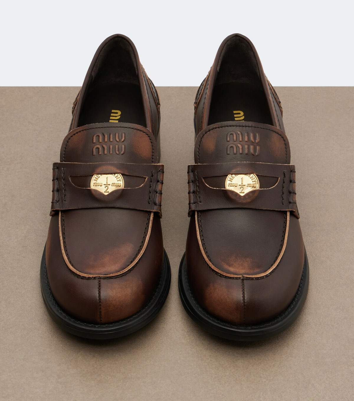 Miu Miu Decò leather loafer pumps