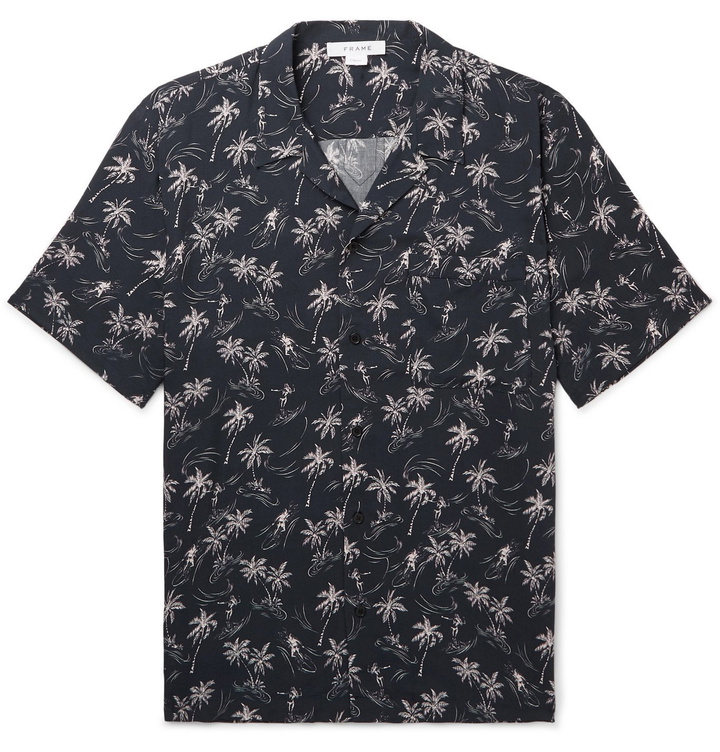 Photo: FRAME - Camp-Collar Printed Woven Shirt - Black