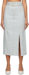 Elleme Blue Belted Denim Midi Skirt