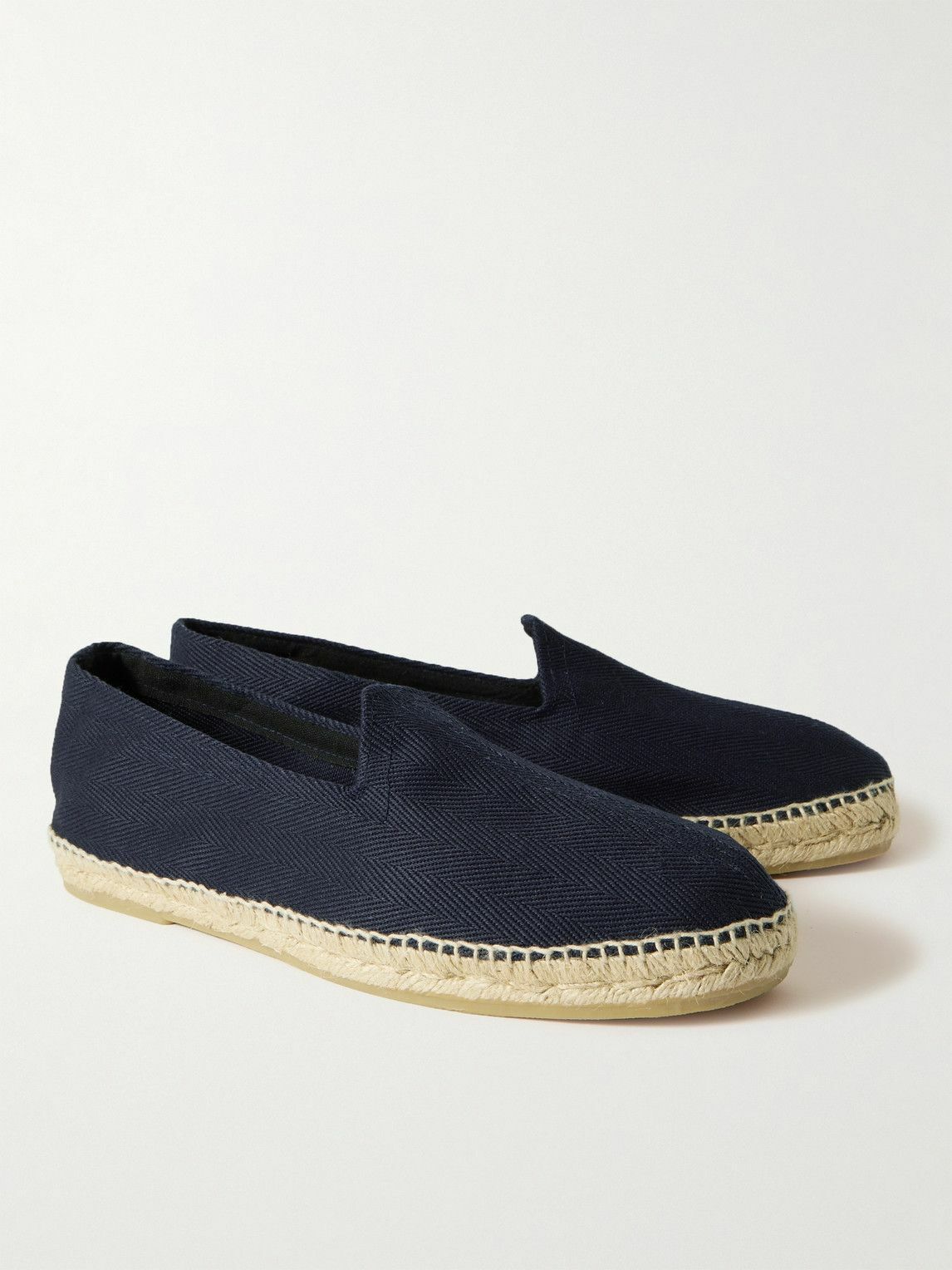 Drake's - Herringbone Cotton-Canvas Espadrilles - Blue