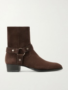 SAINT LAURENT - Wyatt Studded Suede Chelsea Boots - Brown
