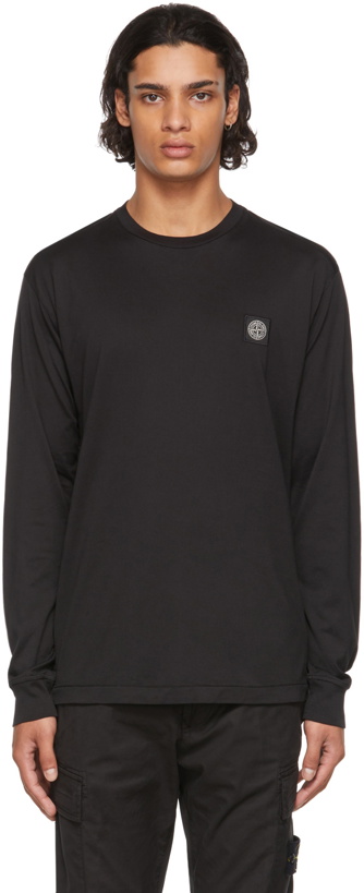 Photo: Stone Island Black Logo Patch Long Sleeve T-Shirt