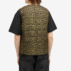 Taion Men's V-Neck Down Vest in Leopard