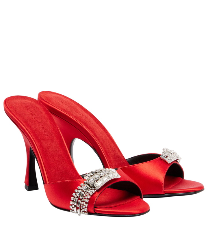 Photo: Magda Butrym Crystal-embellished satin mules
