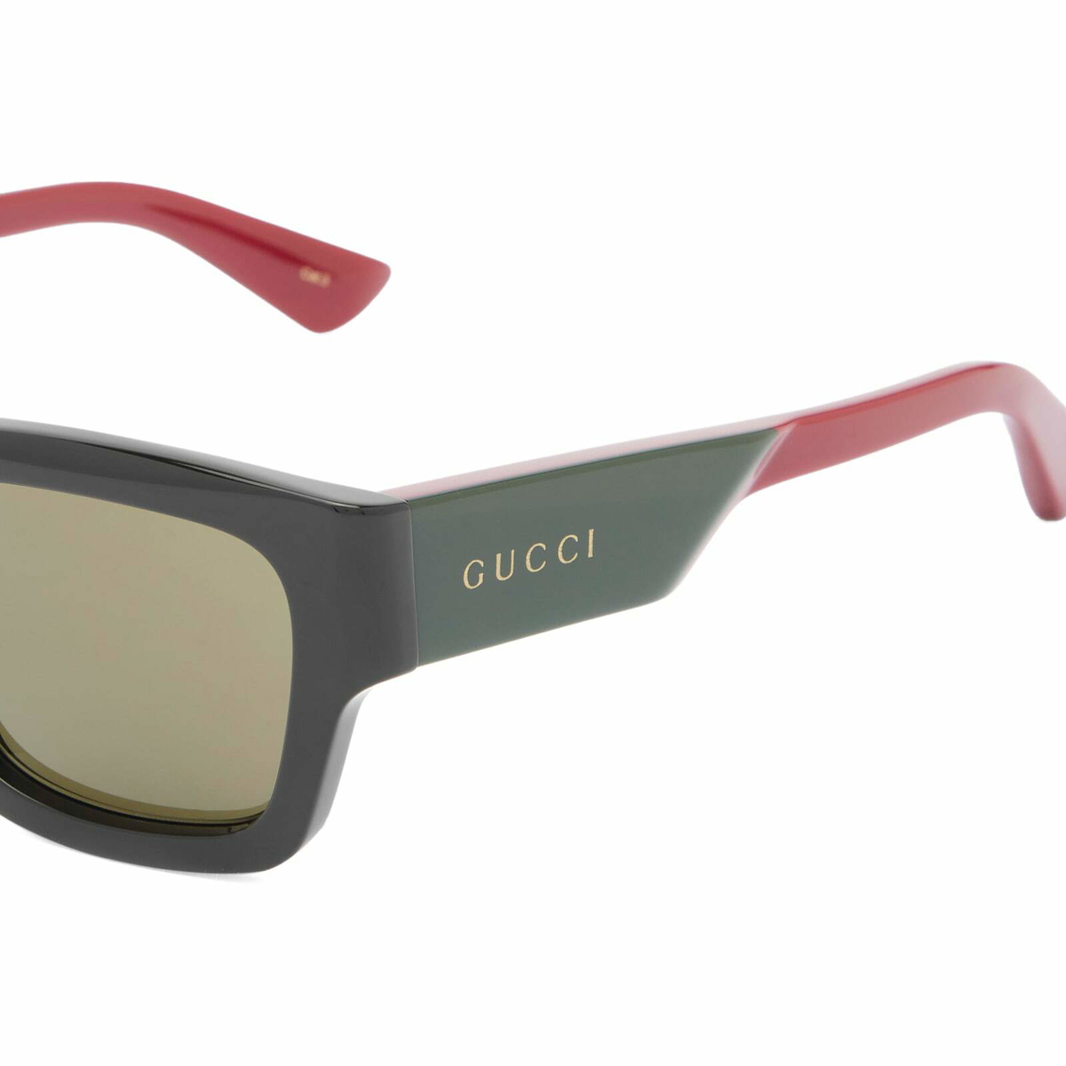 Gucci Men's Oblique Sunglasses in Black/Red/Green 