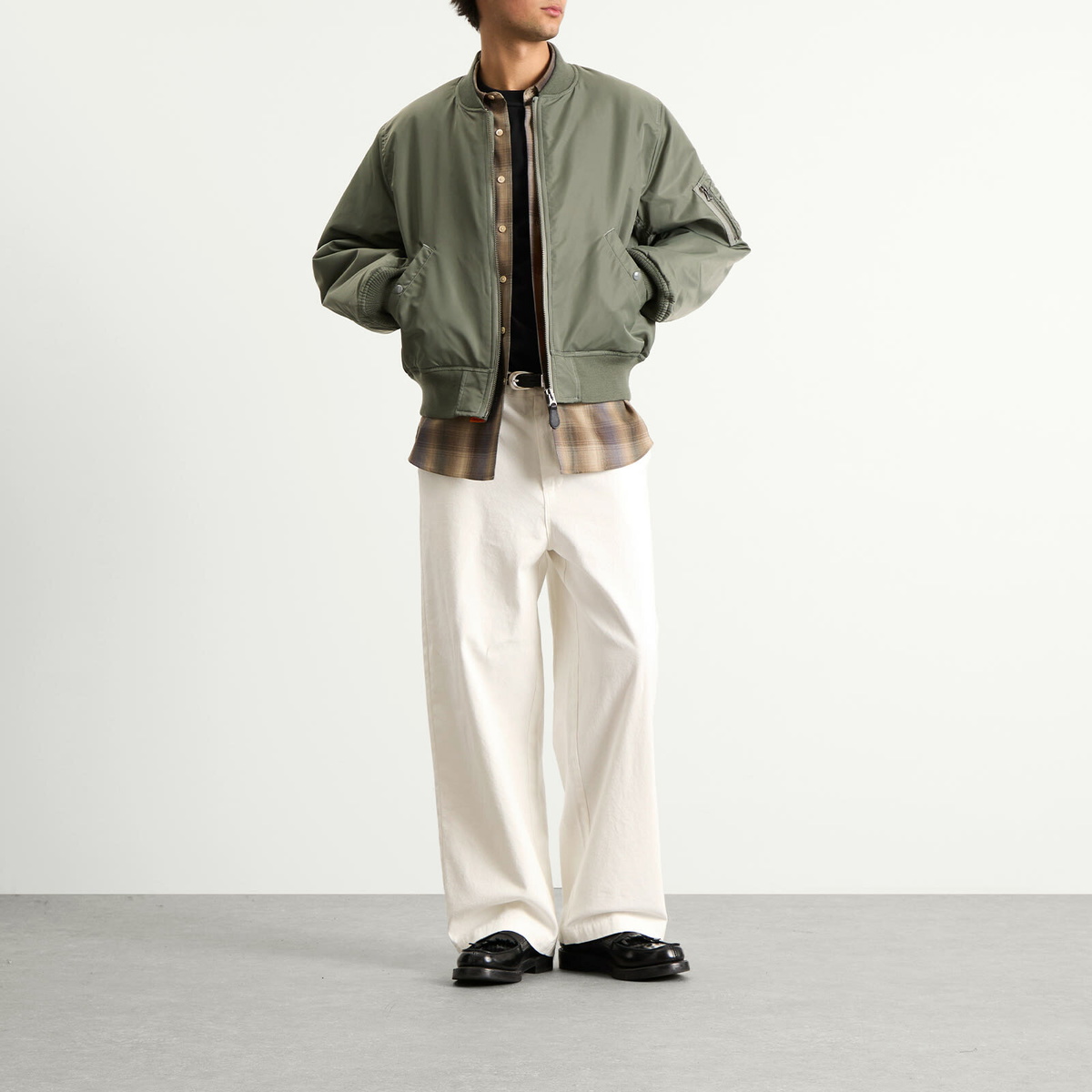 BEAMS Men's MA1 Jacket in Olive Beams Boy