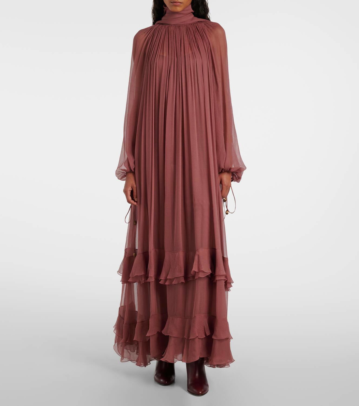 fitted lace wedding dress Stylish Loose-Fit Long Sleeves Muslin Nightgown – Aes Studio main image 1