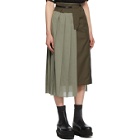 Sacai Khaki Pleated Suiting Skirt