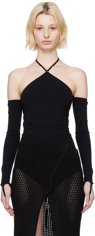 Photo: ANDREĀDAMO Black Halter Bodysuit
