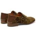 Gucci - Horsebit Collapsible-Heel Leather-Trimmed Embroidered Velvet Loafers - Men - Army green