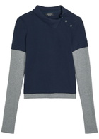 A.W.A.K.E Mode Asymmetric-collar Layered Piqué Cotton Polo Shirt Navy