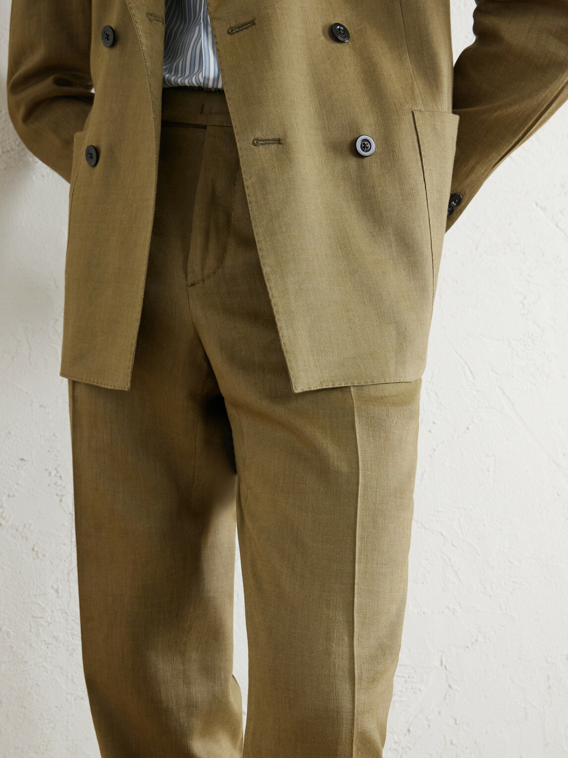 Boglioli - Wool and Linen-Blend Straight Leg Trousers - Green