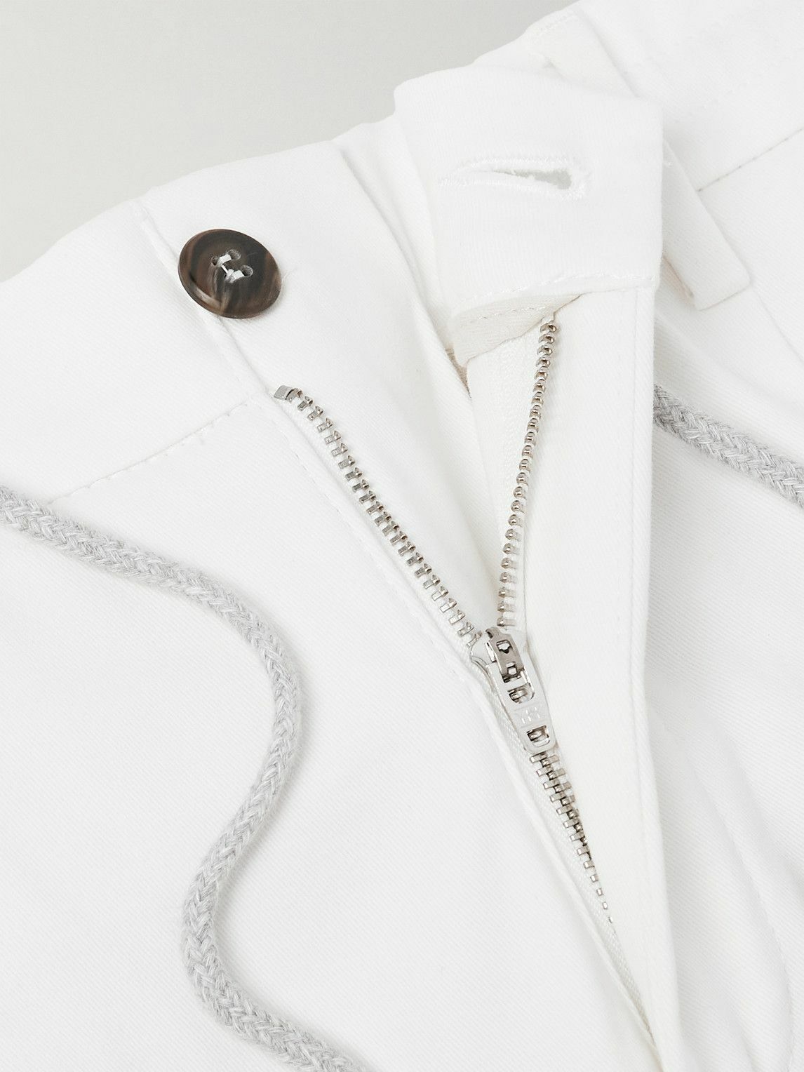 Eleventy - Straight-Leg Pleated Cotton-Blend Twill Trousers - White