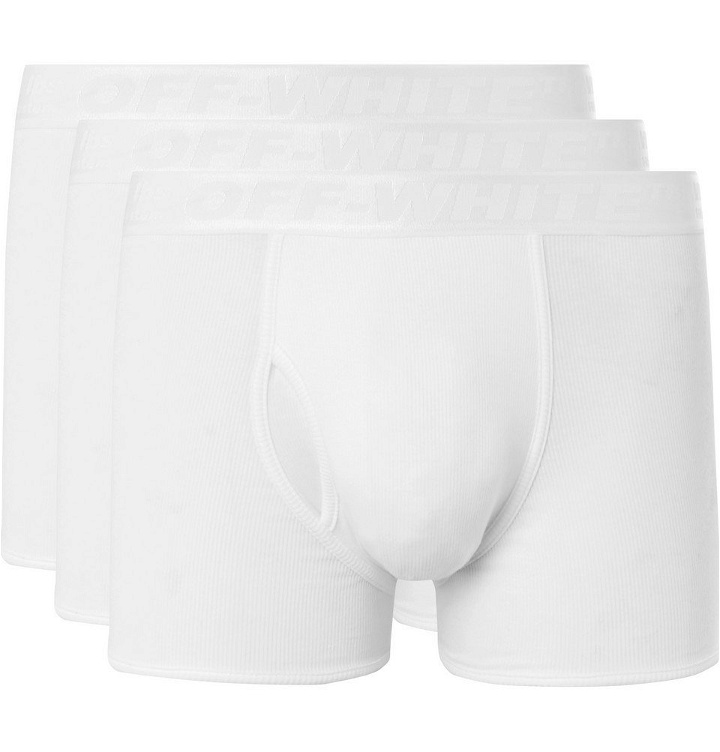 Photo: Off-White - Three-Pack Stretch-Cotton Boxer Briefs - White
