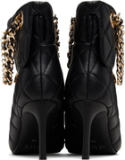 Maison MIHARA YASUHIRO Black Quilted Bag Detail Pin Heel Short Boots