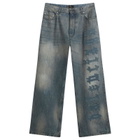 Balenciaga Men's Patch Logo Baggy Jeans in Dirty Grey/Light Bl