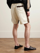 Rhude - Straight-Leg Logo-Embroidered Striped Satin Shorts - White