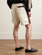 Rhude - Straight-Leg Logo-Embroidered Striped Satin Shorts - White