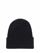 MONCLER Logo Wool Rib Knit Beanie