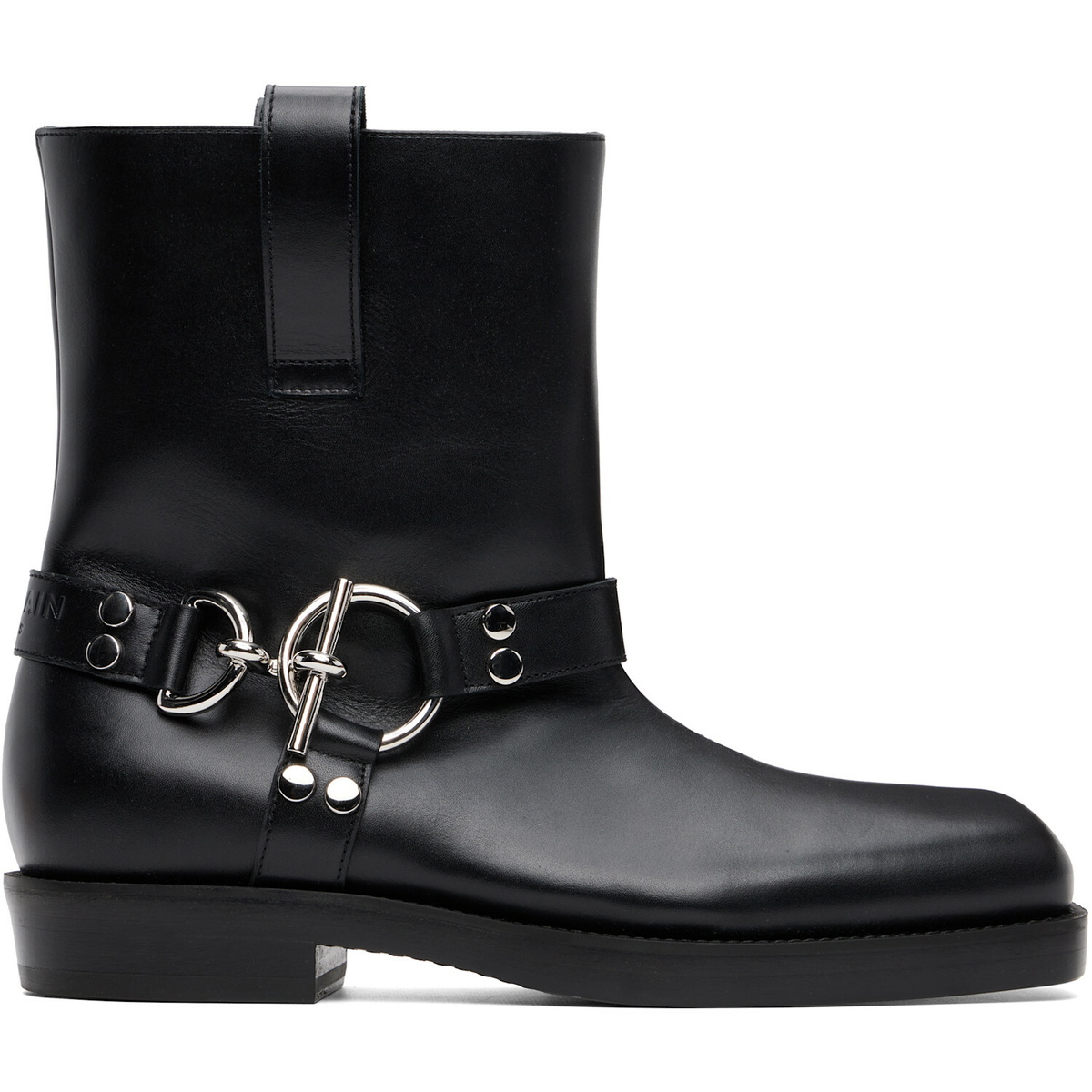 BALMAIN Black T-Bar Calfskin Ankle Boots