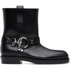BALMAIN Black T-Bar Calfskin Ankle Boots
