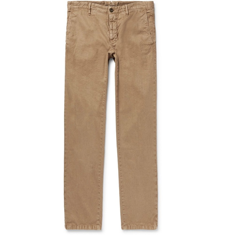 Photo: Incotex - Slim-Fit Herringbone Stretch Linen and Cotton-Blend Trousers - Tan