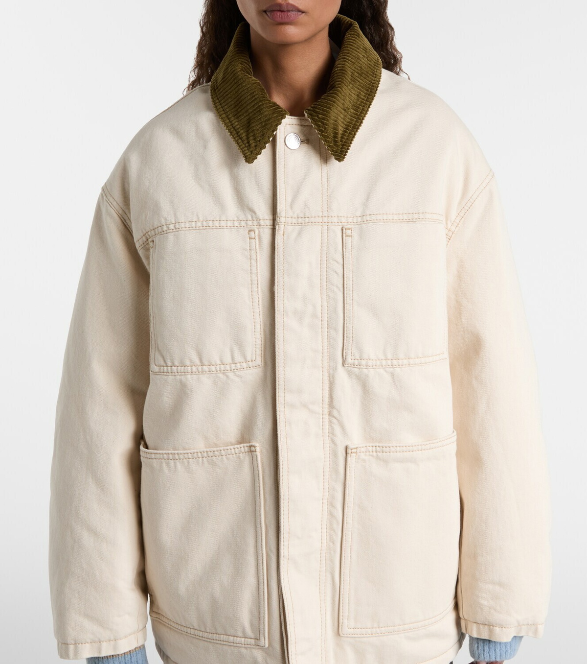 Ami Paris Corduroy-trimmed cotton twill field jacket
