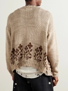 Kartik Research - Distressed Intarsia Kala Cotton Cardigan - Neutrals