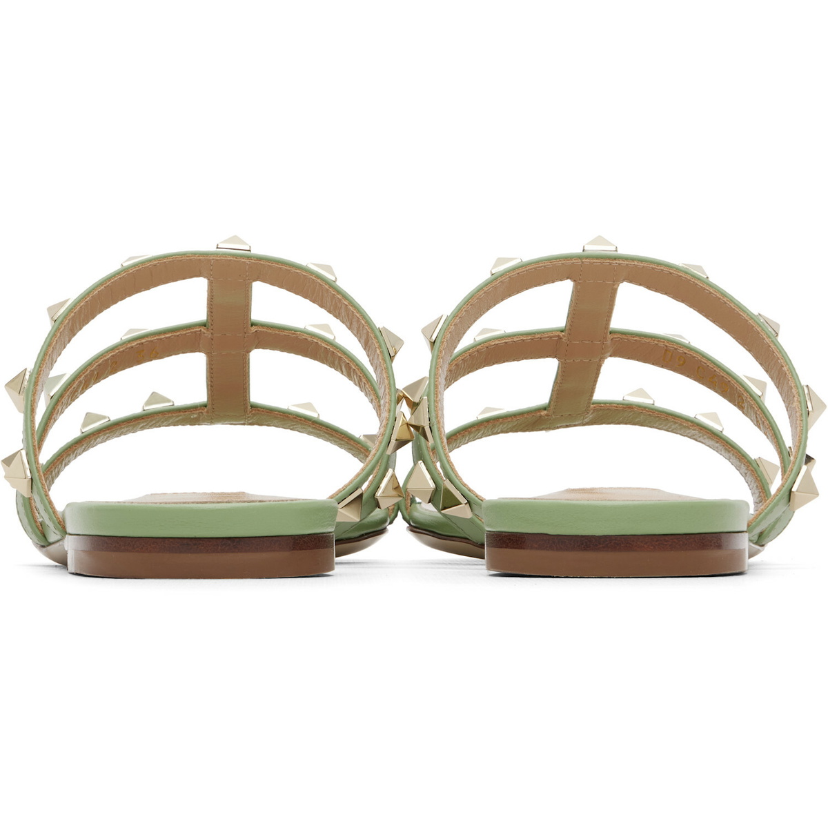 Valentino Garavani Green Rockstud Flat Slide Sandals