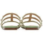 Valentino Garavani Green Rockstud Flat Slide Sandals