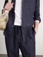 Altea - Mattia Straight-Leg Linen Drawstring Trousers - Blue
