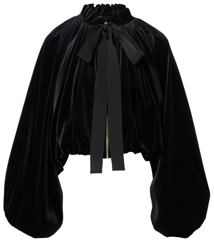 Photo: Patou Bow-detail cotton-blend velvet jacket