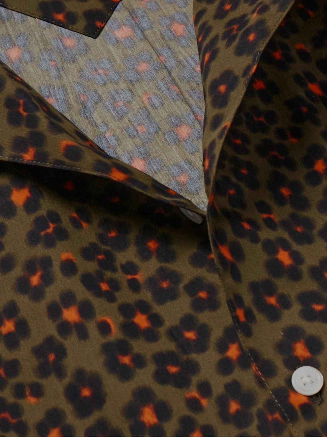 KENZO - Hana Leopard Printed Cotton and Silk-Blend Shirt - Green Kenzo