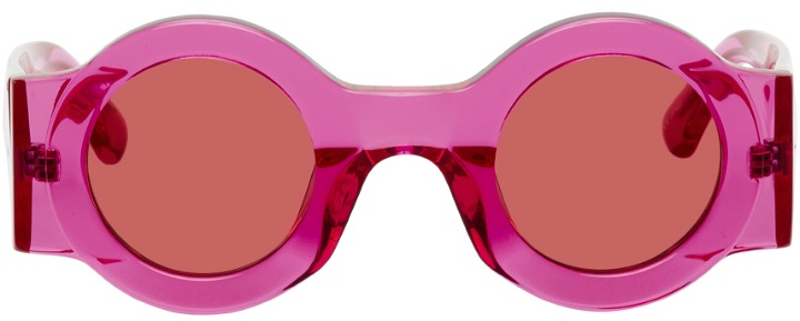 Photo: Dries Van Noten Pink Linda Farrow Edition Round Sunglasses