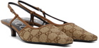 Gucci Beige GG Slingback Pump Heels