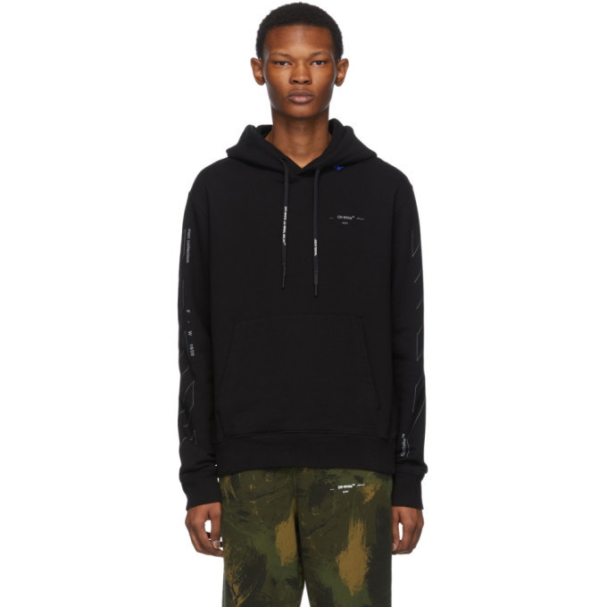 Photo: Off-White Black and Silver Diag Unfinished Slim Hoodie