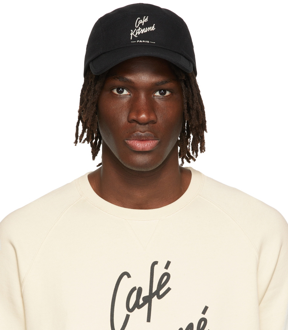 Maison Kitsuné Black 'Café Kitsuné' Cap Maison Kitsune