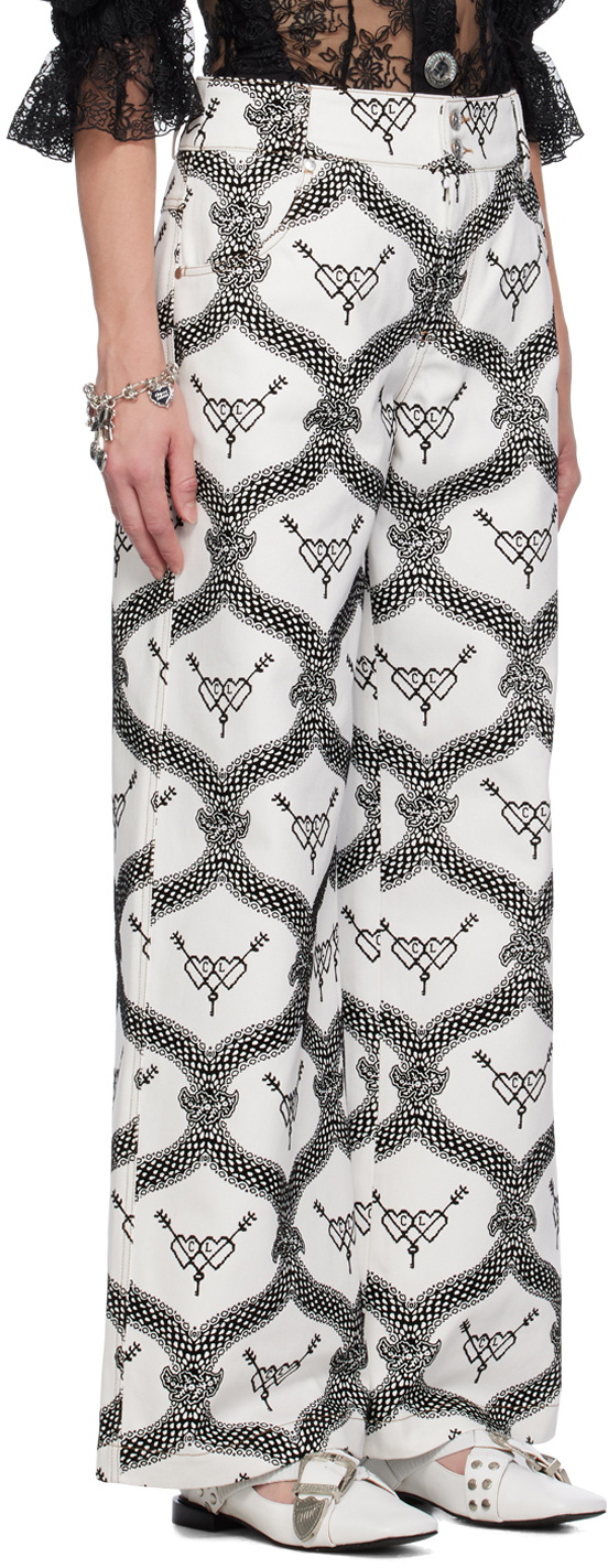 Chopova Lowena White Flocked Jeans
