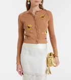 Shushu/Tong Beaded floral cotton-blend cardigan