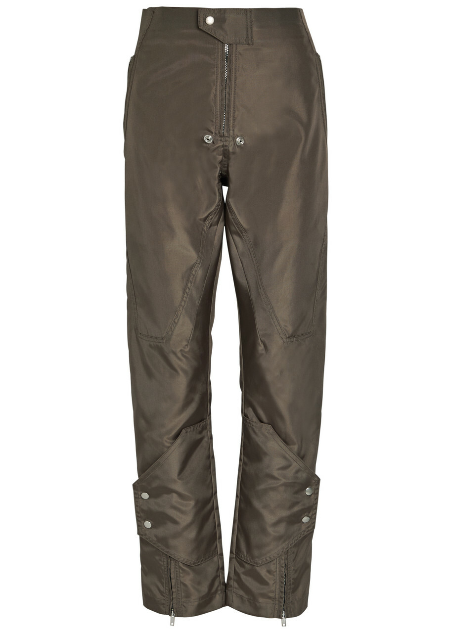 Rick Owens Motopants Panelled Leather Trousers Grey