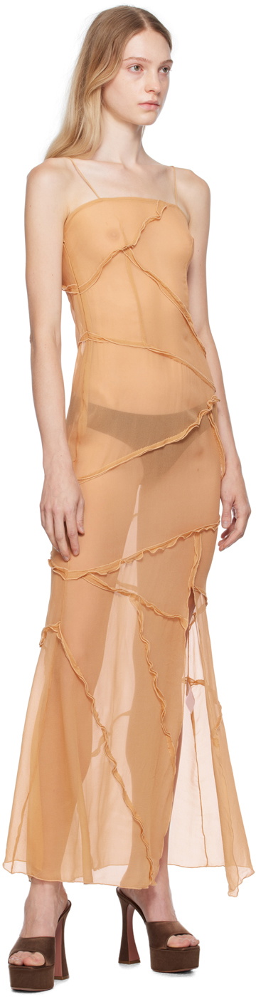 KIM SHUI Beige Semi-Sheer Midi Dress